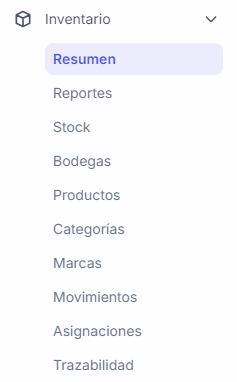 Opciones de inventario
